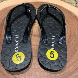 Coach flip flops. Black, size 5. New!